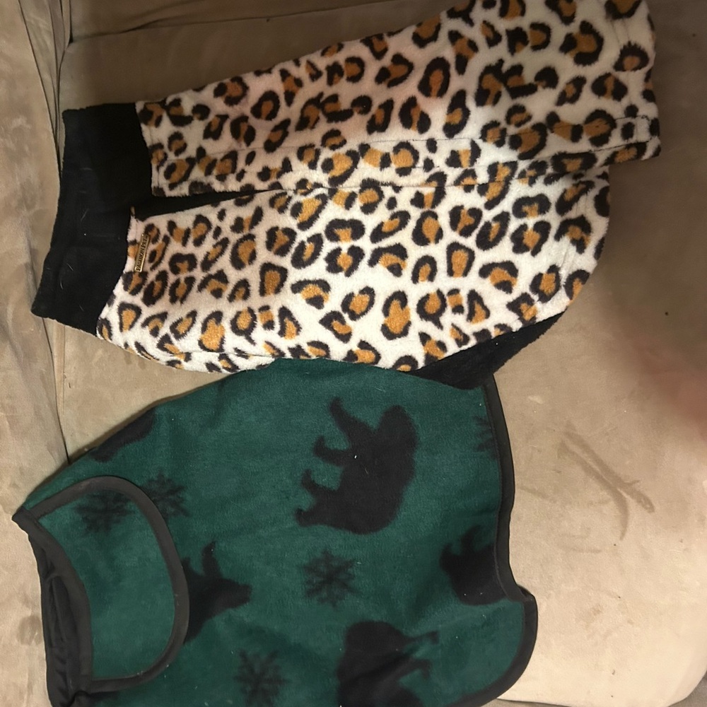 Leopard Print and Green Dog Sweaters